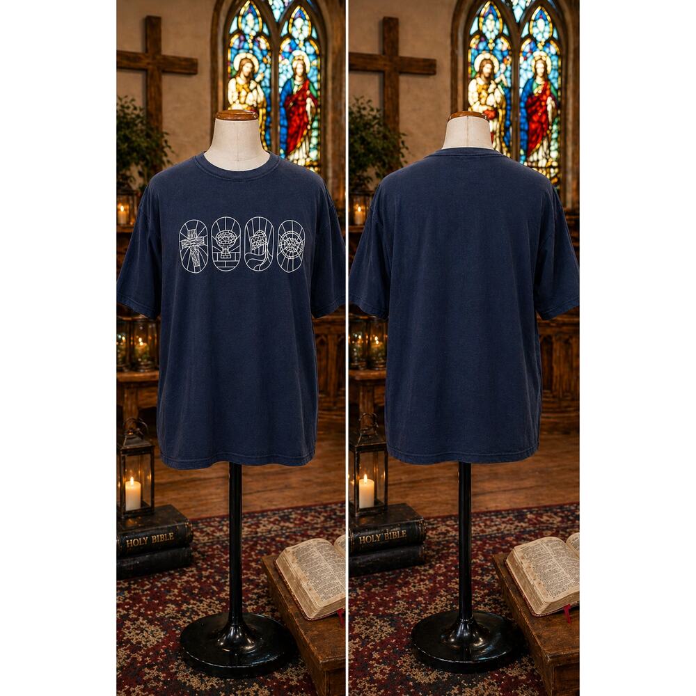 Next Level Christian Icons Graphic Tee Navy Blue 3XL Faith Shirt